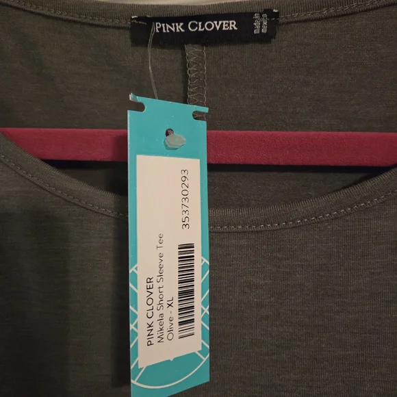 Pink Clover Olive Gray Cold-Shoulder Short Sleeve Top - Picture 2 of 2
